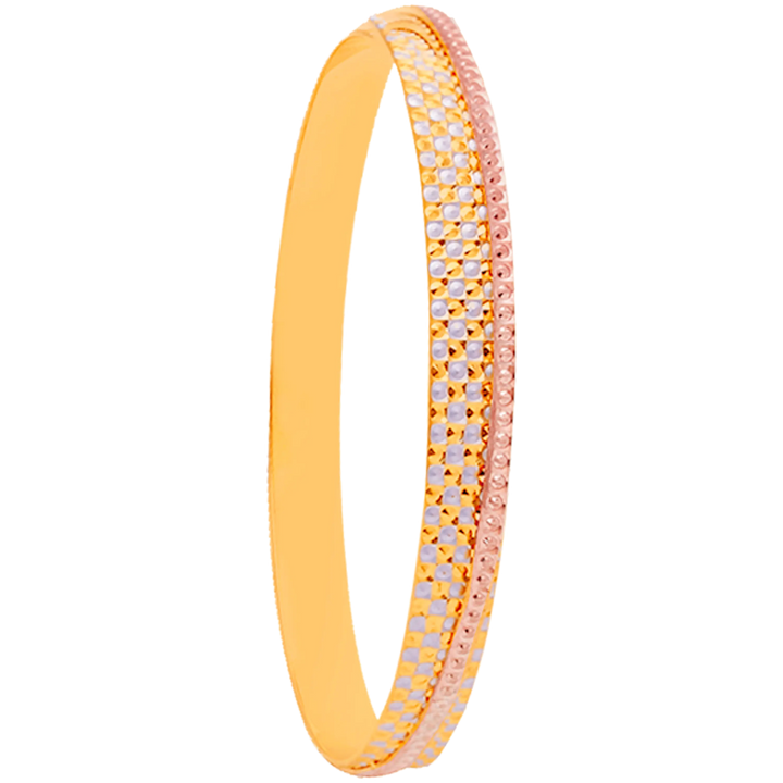 2.10 Size Three tone 2pcs Bangle in 22K Gold