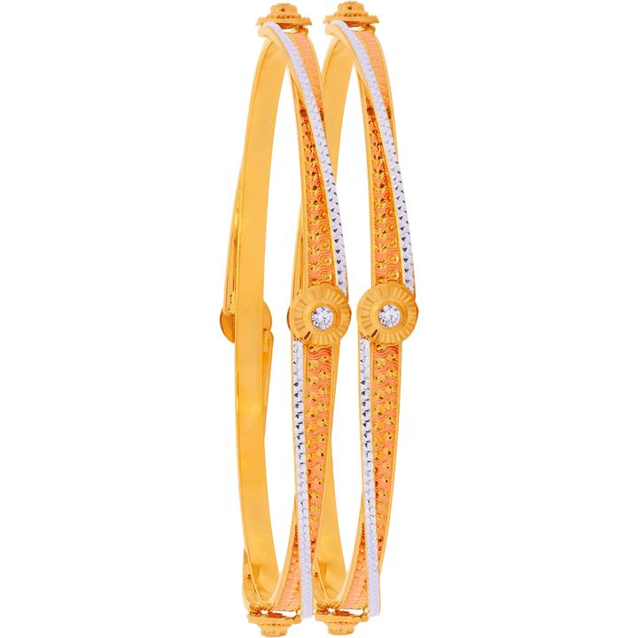 2.4 Size Three tone 2pcs Bangle in 22K Gold