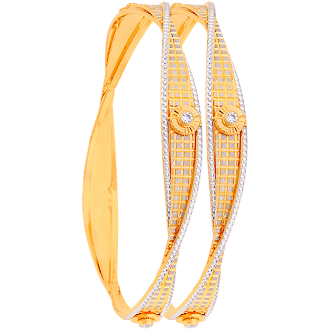 2.3 Size Two tone 2pcs Bangle in 22K Gold
