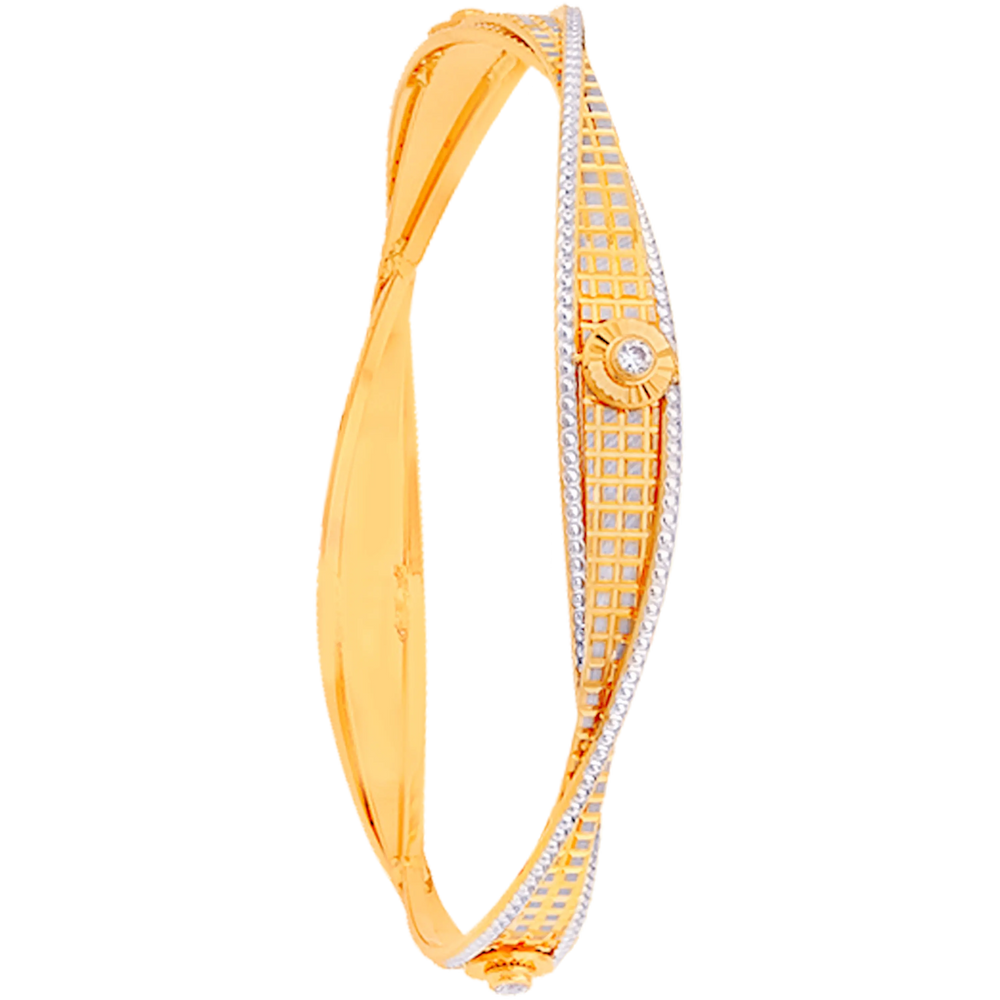 2.3 Size Two tone 2pcs Bangle in 22K Gold