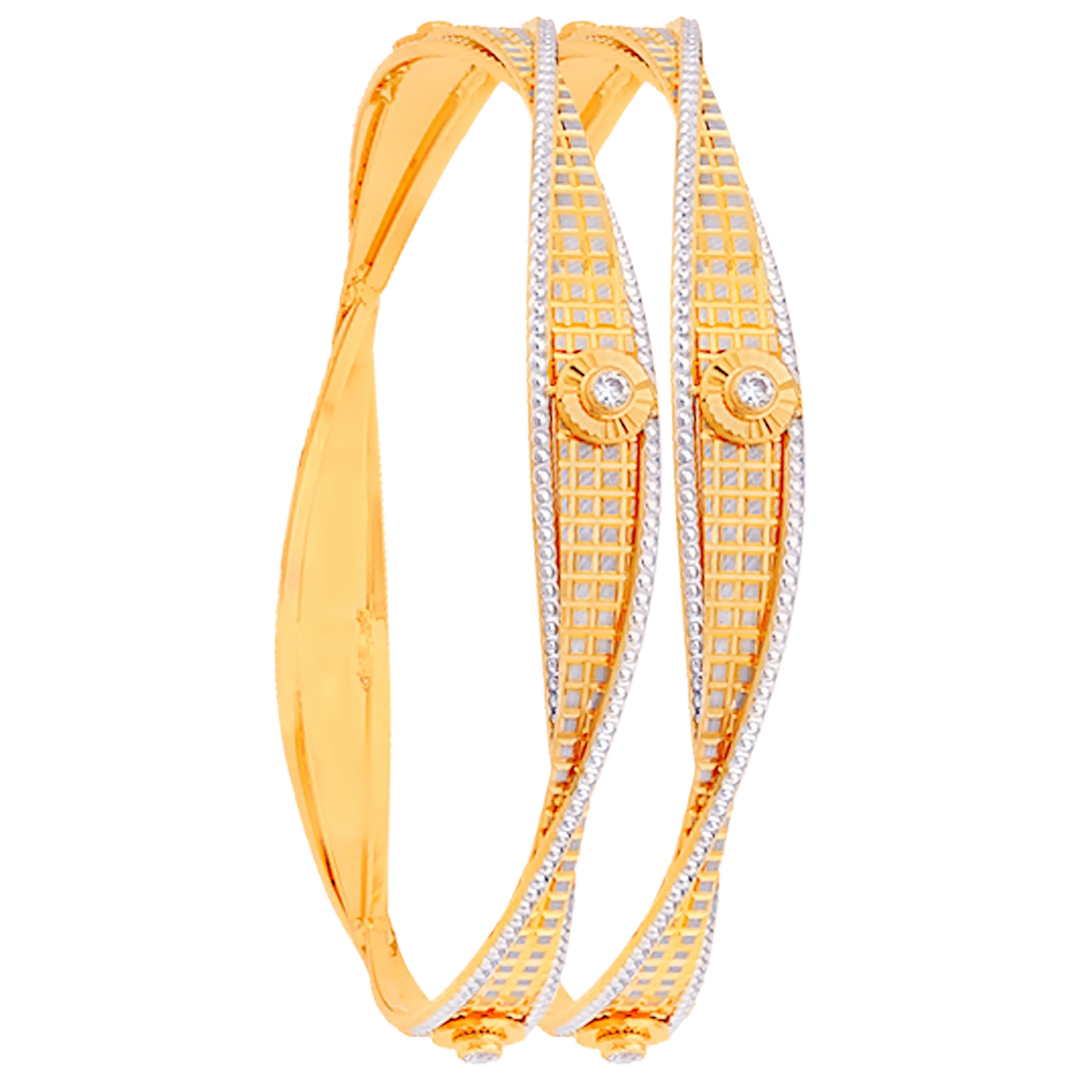 2.9 Size Two tone 2pcs Bangle in 22K Gold