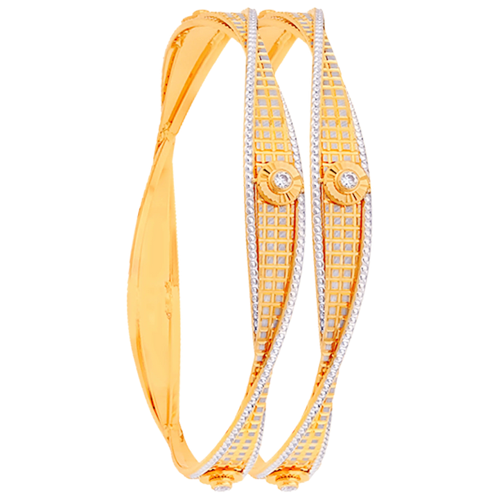 2.9 Size Two tone 2pcs Bangle in 22K Gold