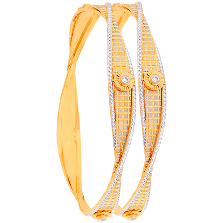2.4 Size Two tone 2pcs Bangle in 22K Gold