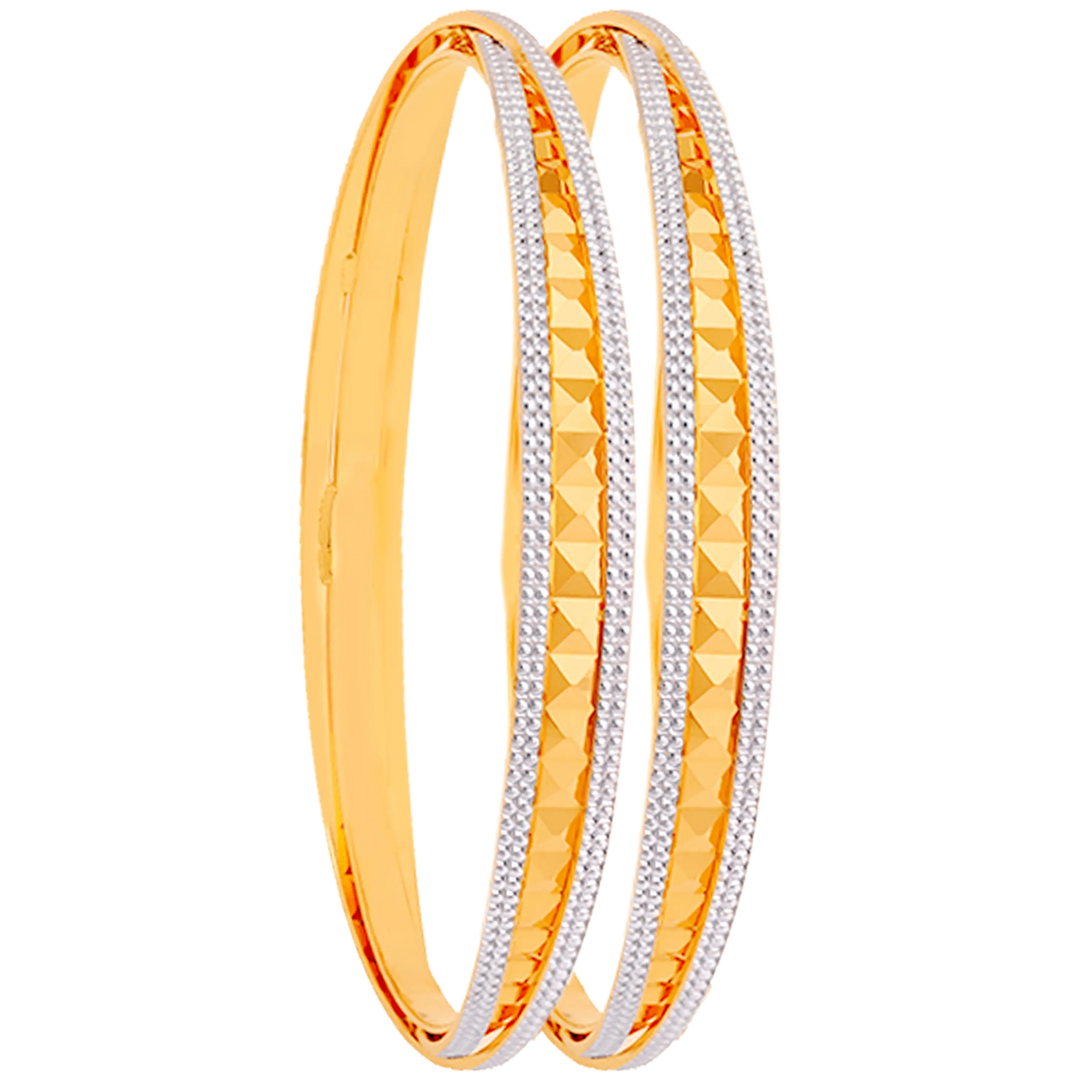 2.9 Size Two tone 2pcs Bangle in 22K Gold