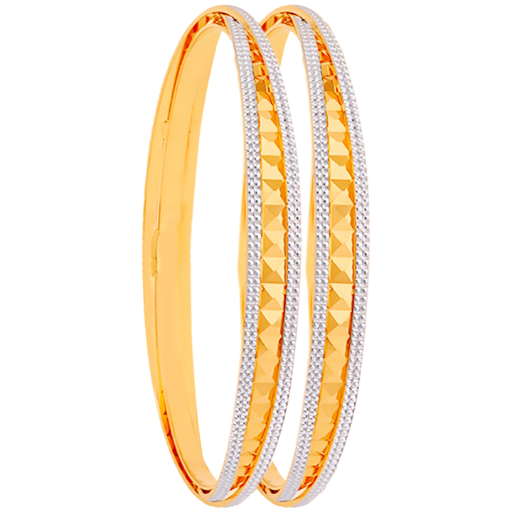 2.9 Size Two tone 2pcs Bangle in 22K Gold