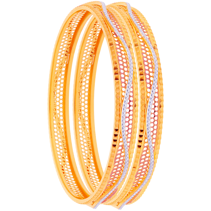 2.7 Size Three tone 2pcs Bangle in 22K Gold