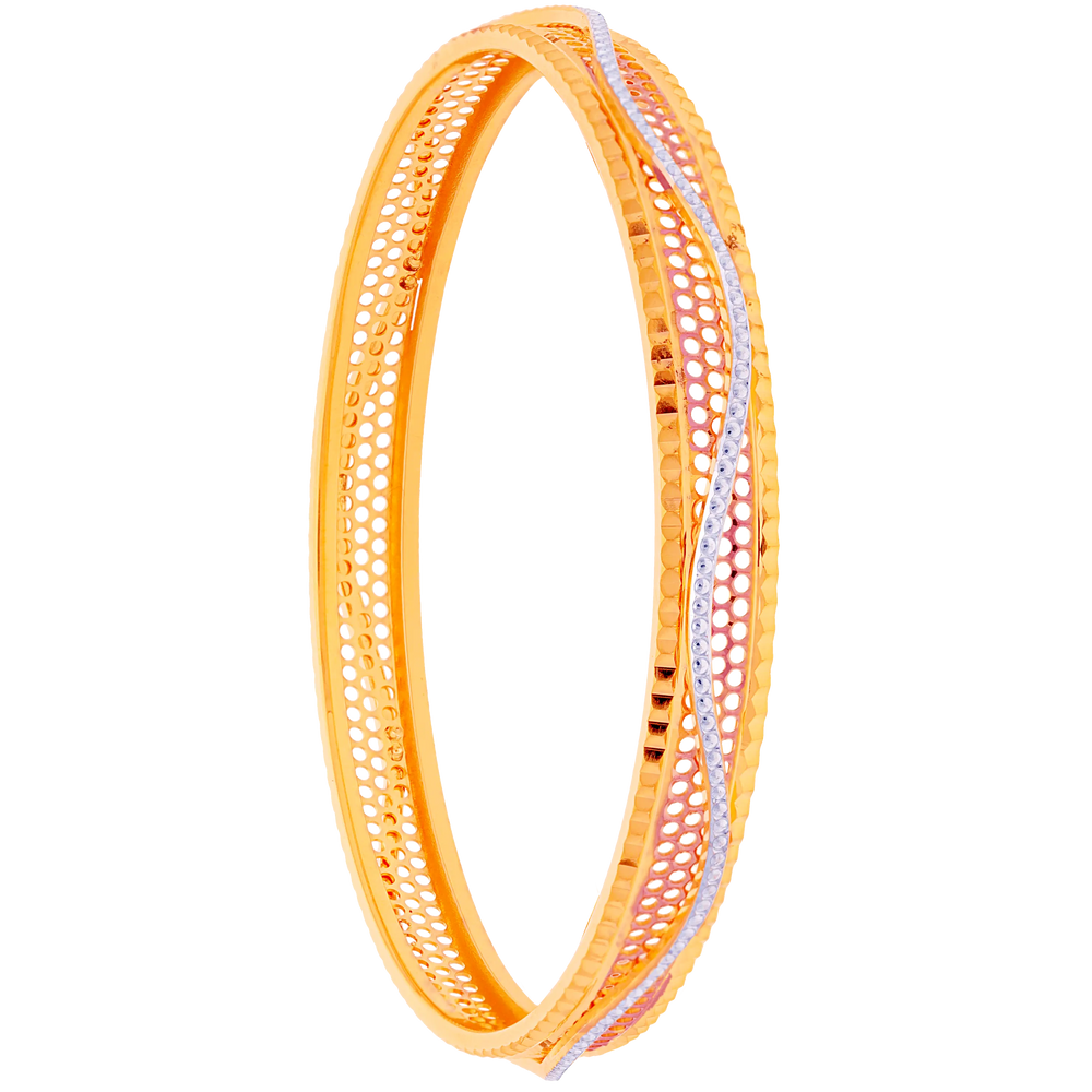 2.7 Size Three tone 2pcs Bangle in 22K Gold