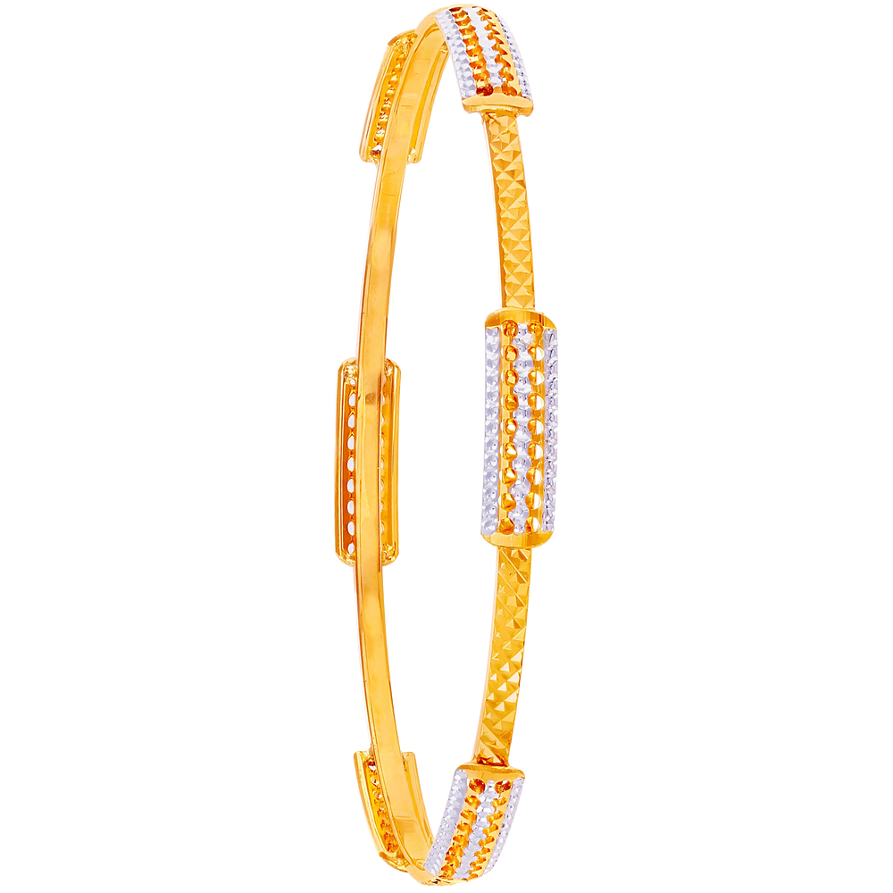 2.6 Size Two tone Set of 4pcs Bangles in 22K Gold