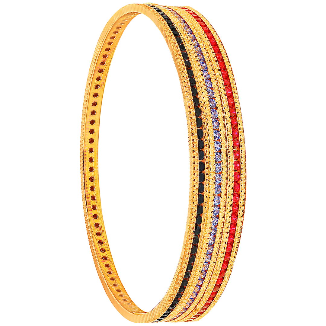2.5 Size Set of 6pcs Bangles With Gemstones in 22K Gold