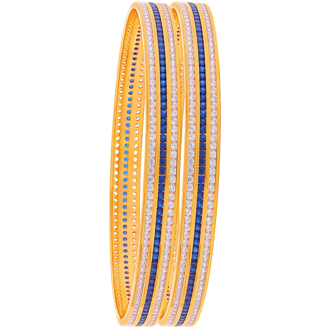 2.8 Size 2pcs Bangle With Gemstones in 22K Gold