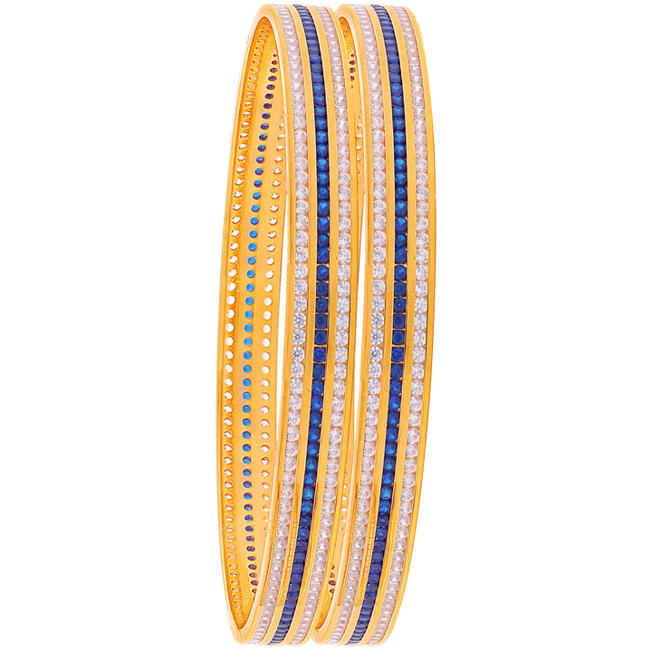 2.8 Size 2pcs Bangle With Gemstones in 22K Gold
