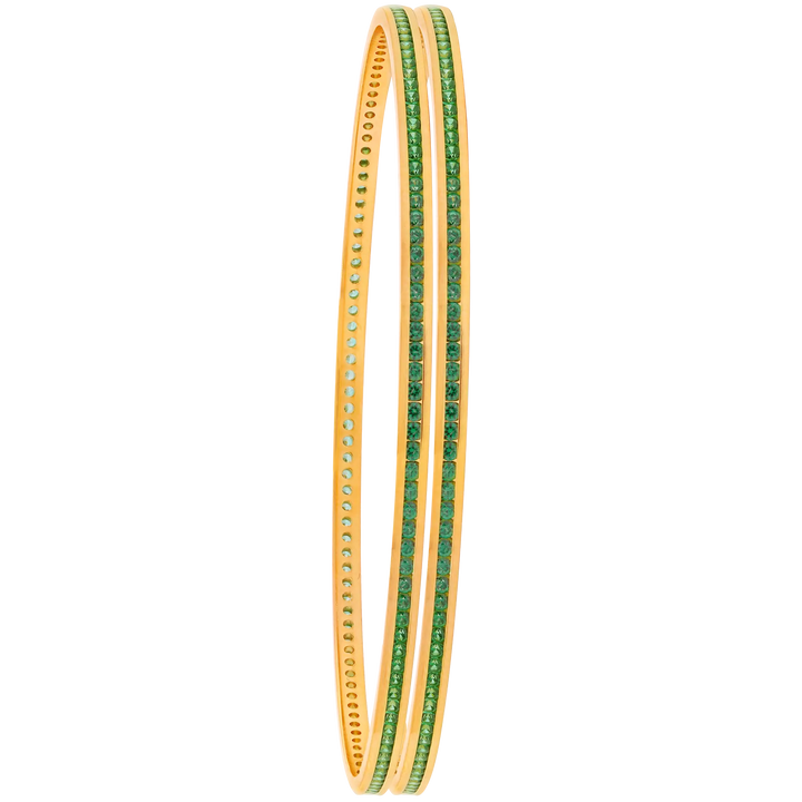 Captivating 2pcs Bangle With Gemstones in 22K Gold