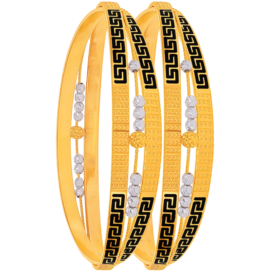 2.8 Size Two tone Minakari 2pcs Bangle in 22K Gold