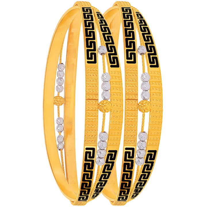 2.8 Size Two tone Minakari 2pcs Bangle in 22K Gold