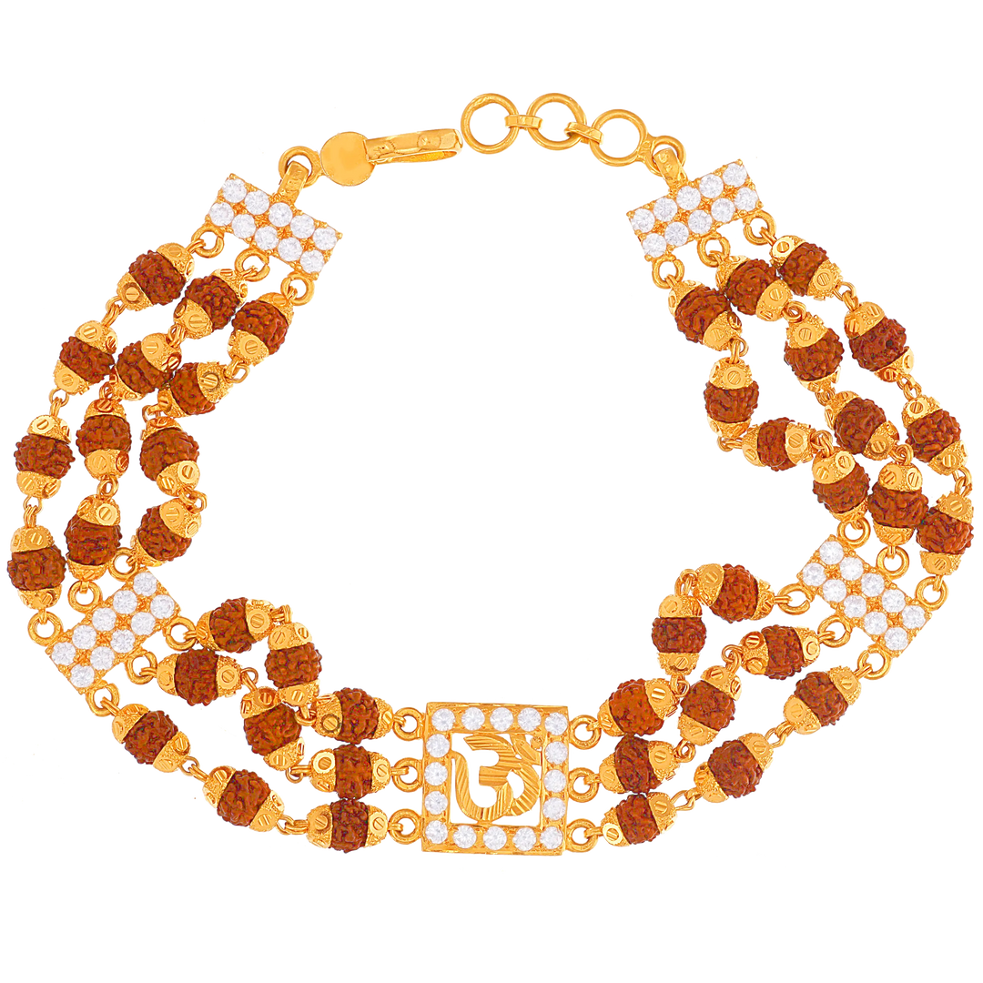 Om Rudraksh Bracelet With CZ in 22KG Gold