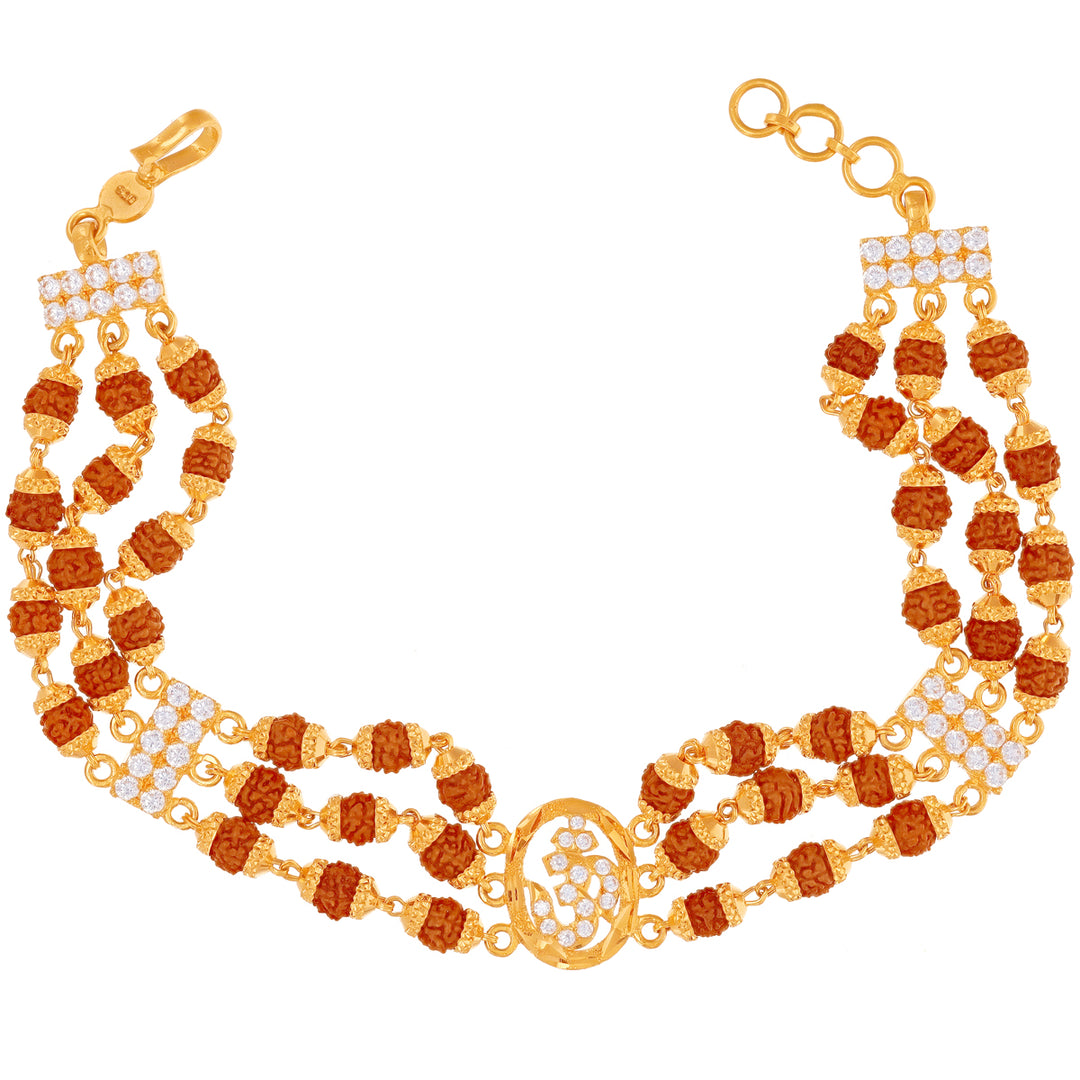 Om Rudraksh Bracelet With CZ 22KG Gold