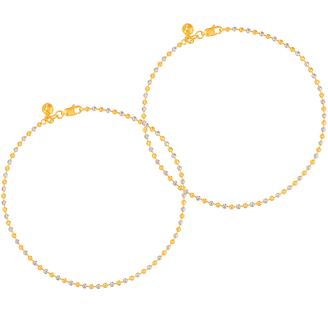 Lovely Ball Two tone 2pcs Payal in 22K Gold