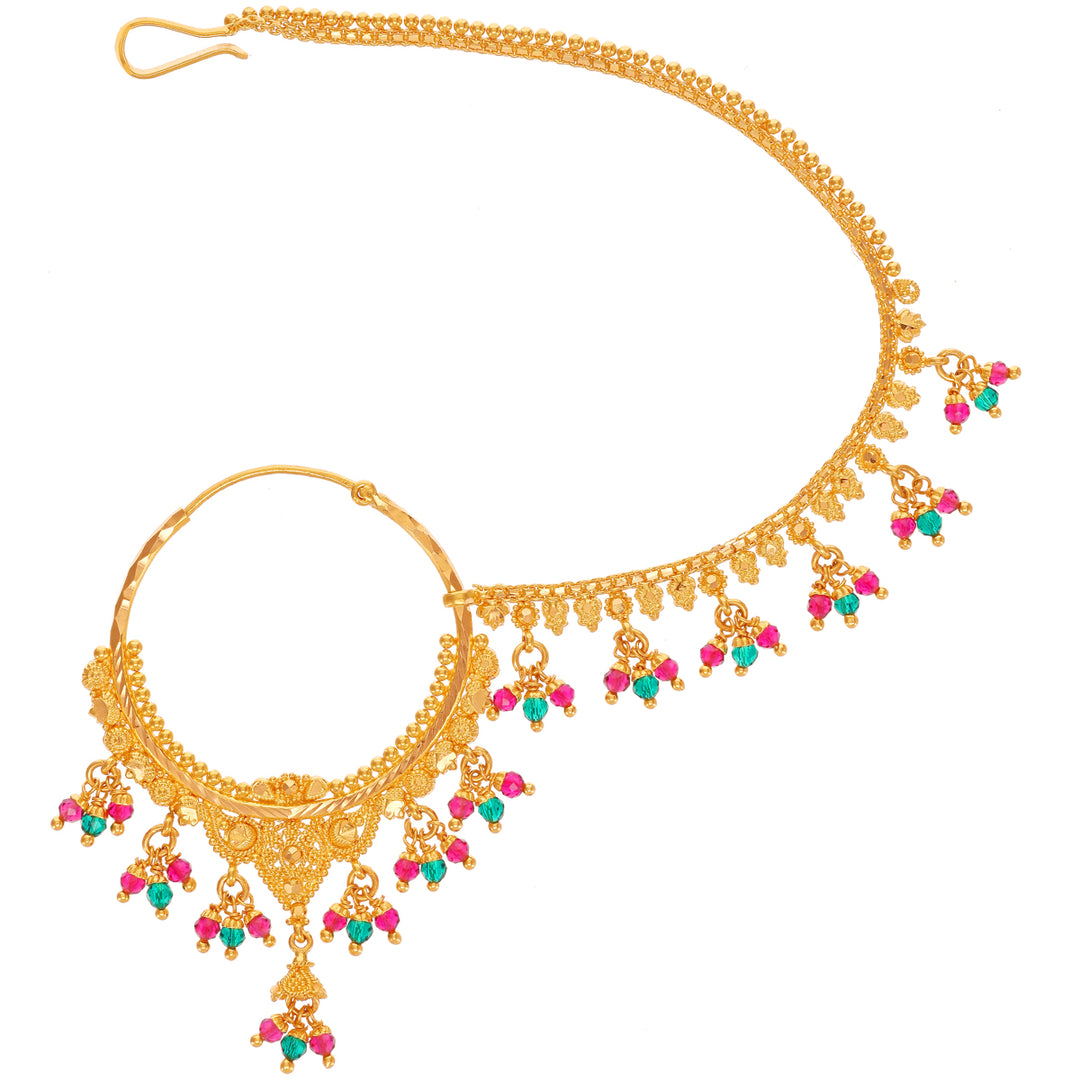 Exquisite Nath With Ruby & Emerald in 22K Gold