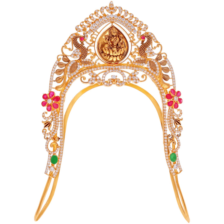 Opulent Laxmi Armlet (Baju Bandh) with Ruby Emerald & CZ in 22K Gold