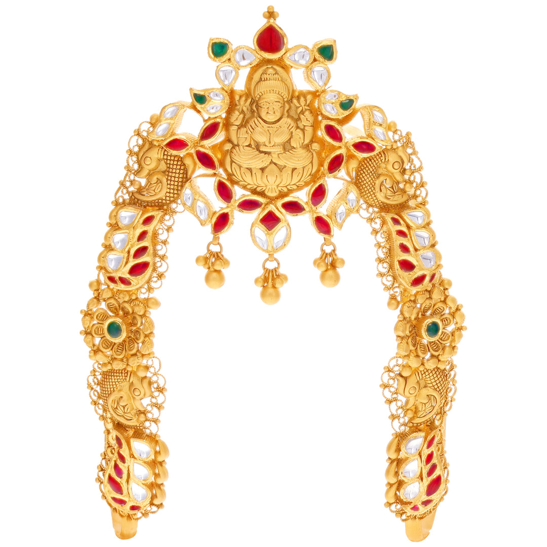 Subtle Antique Laxmi Armlet (Baju Bandh) With Kundan & Gemstones in 22K Gold