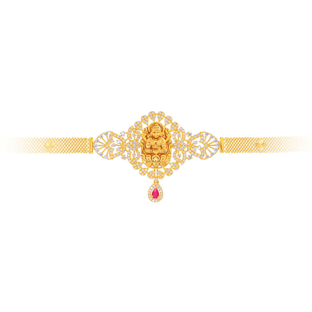 Laxmi Armlet (Baju Bandh) With CZ & Ruby in 22K Gold