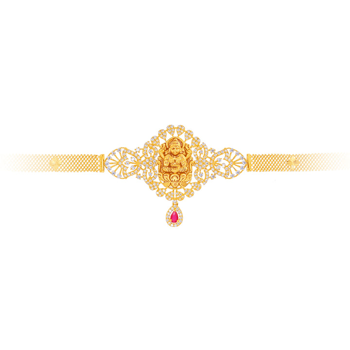 Laxmi Armlet (Baju Bandh) With CZ & Ruby in 22K Gold
