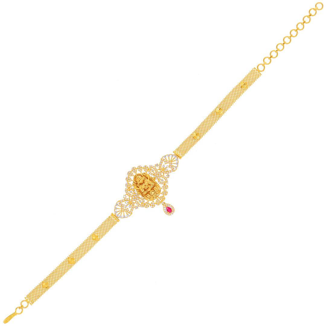 Laxmi Armlet (Baju Bandh) With CZ & Ruby in 22K Gold