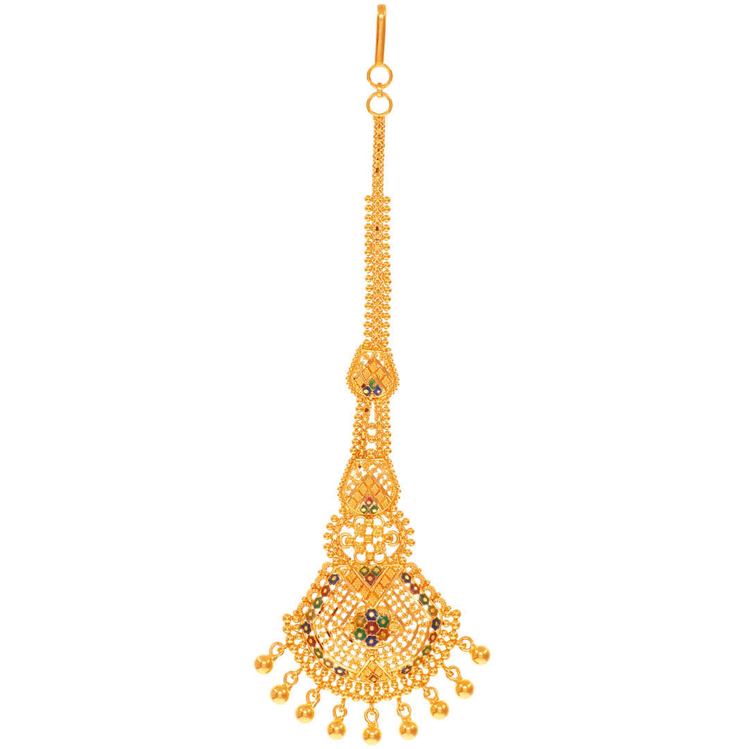 Brilliant Minakari Maang Tikka in 22K Gold