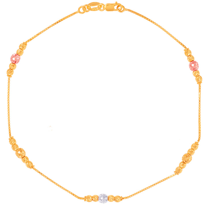 Brilliant Three tone 2pcs Payal in 22K Gold