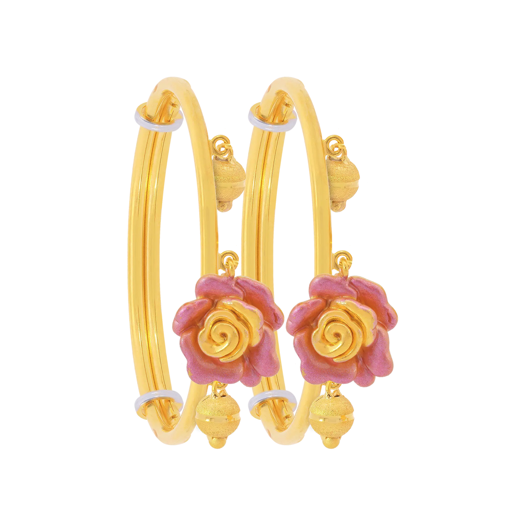 Kids Minakari Adjustable 2Pcs Bangle in 22K Gold