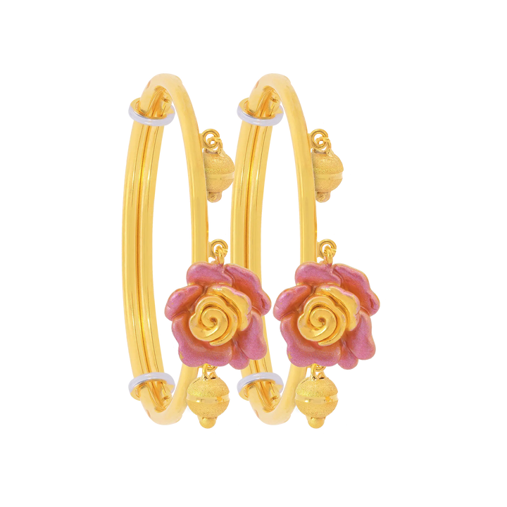 Kids Minakari Adjustable 2Pcs Bangle in 22K Gold