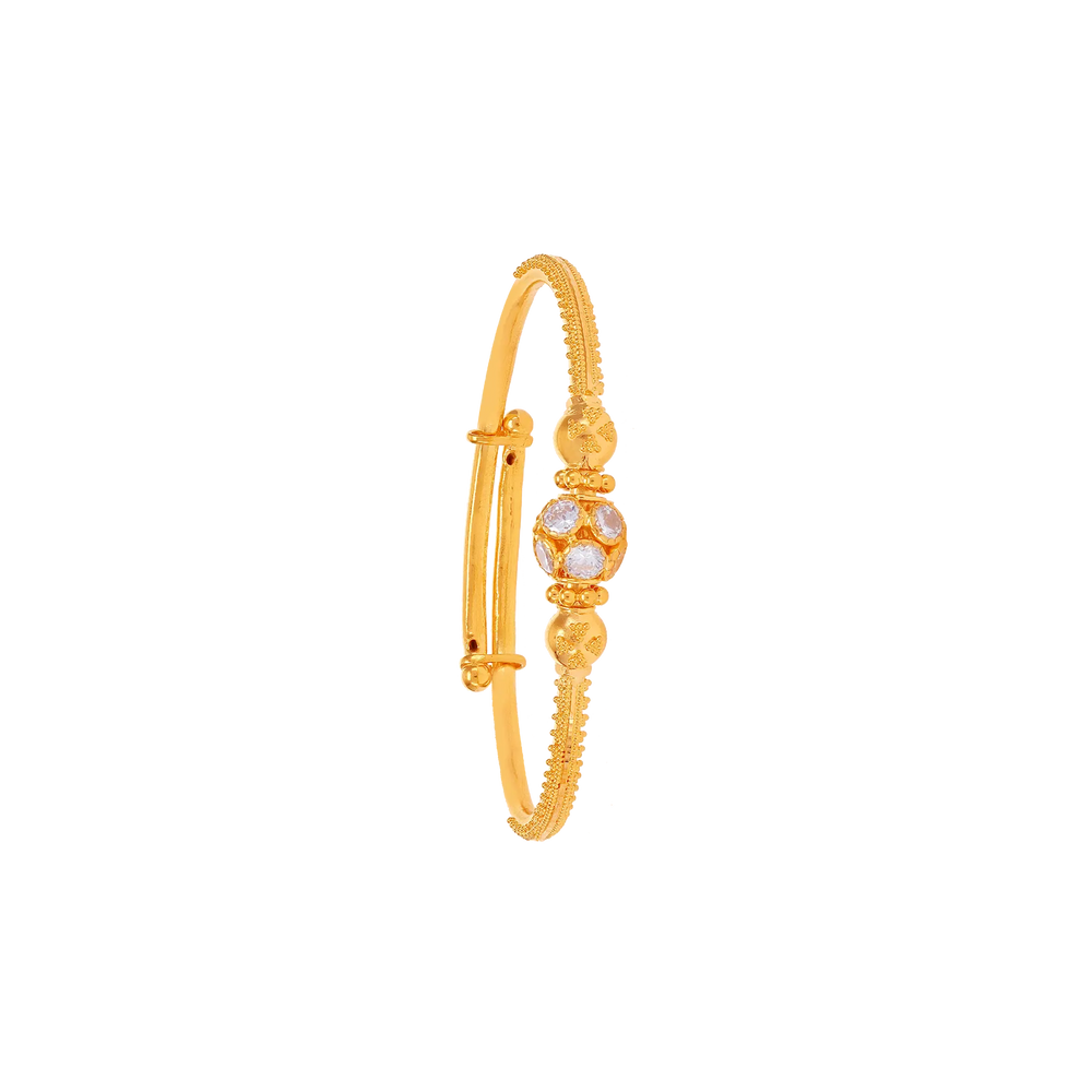 Kids 2pcs Bangle with CZ in 22K Gold