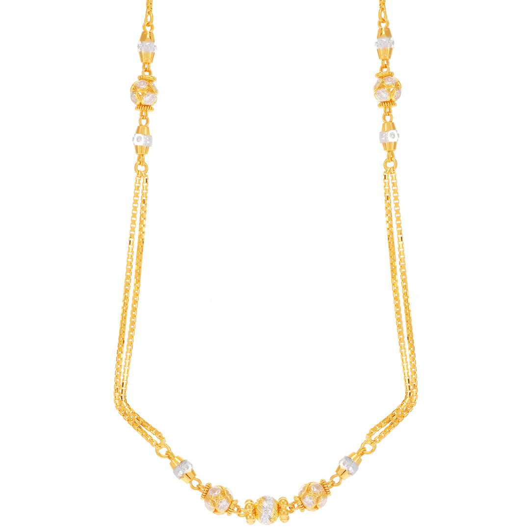 Kids Ball Two tone 14" Chain With CZ in 22K Gold