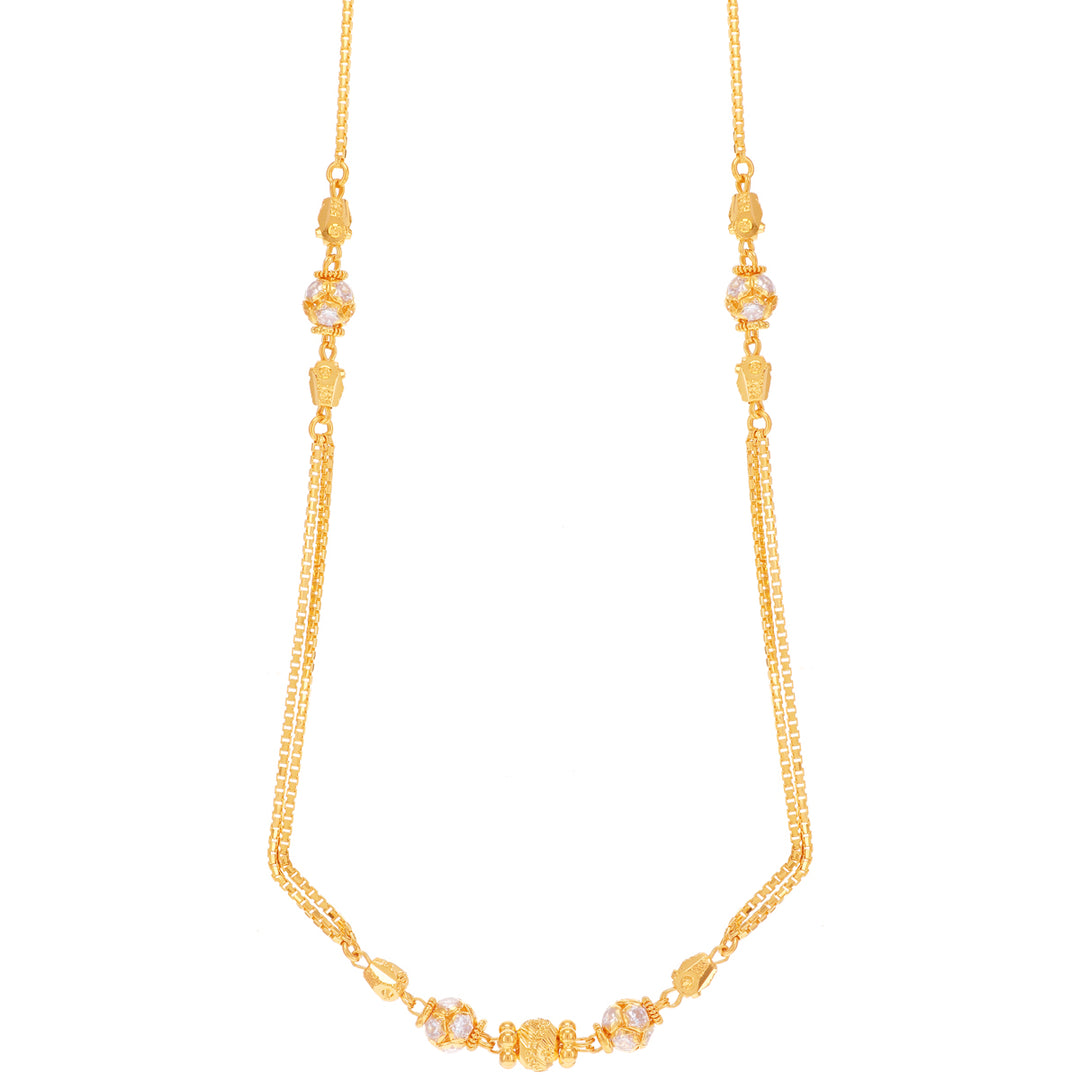 Kids Ball 14" Chain With CZ in 22K Gold