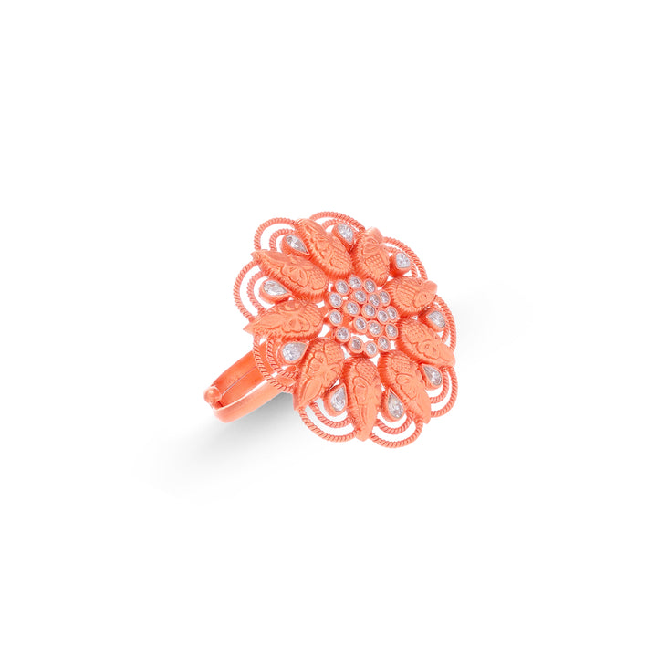 Alluring Antique Ring With White Polki in 22K Rose Gold