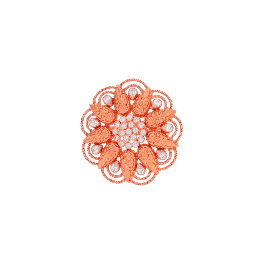 Alluring Antique Ring With White Polki in 22K Rose Gold