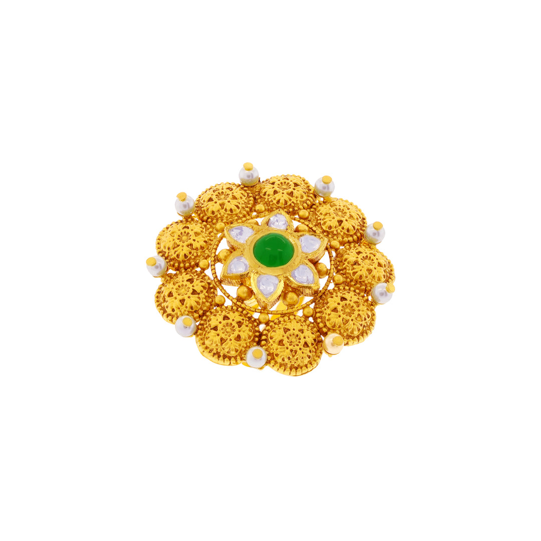 Opulent Antique Ring with Gemstones in 22K Gold