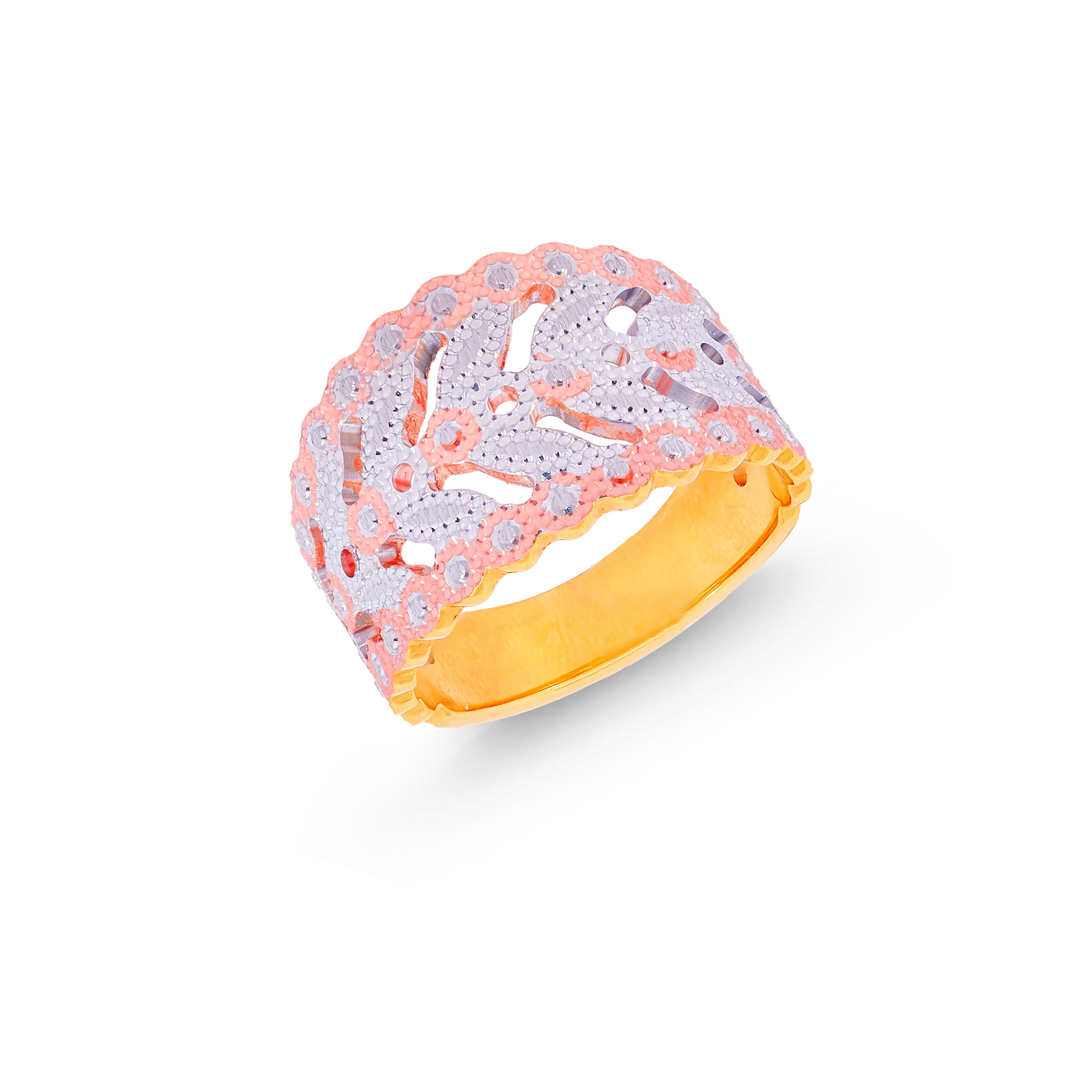 Opulent Three tone Ring in 22K Gold