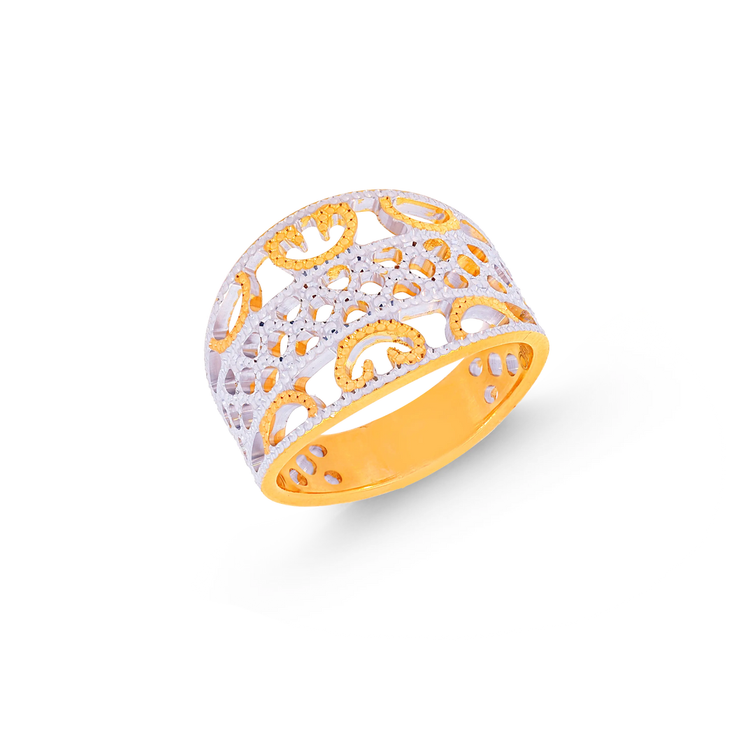 Charming Two tone Ring in 22K Gold