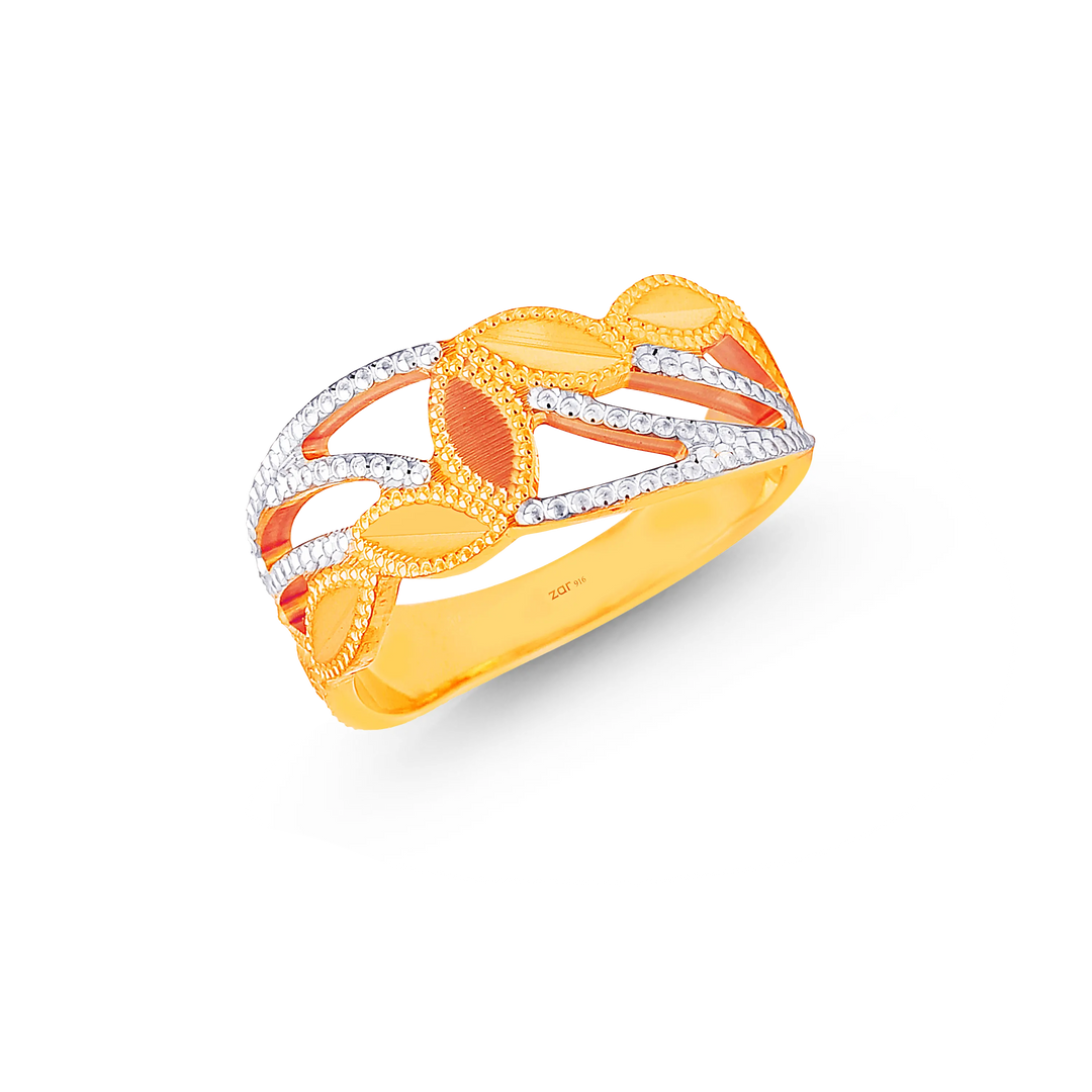 Artistic Two tone Ring in 22K Gold