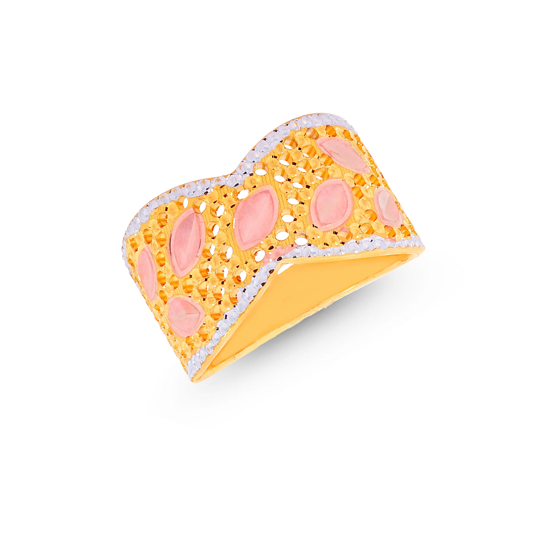 Intricate Two tone Ring in 22K Gold