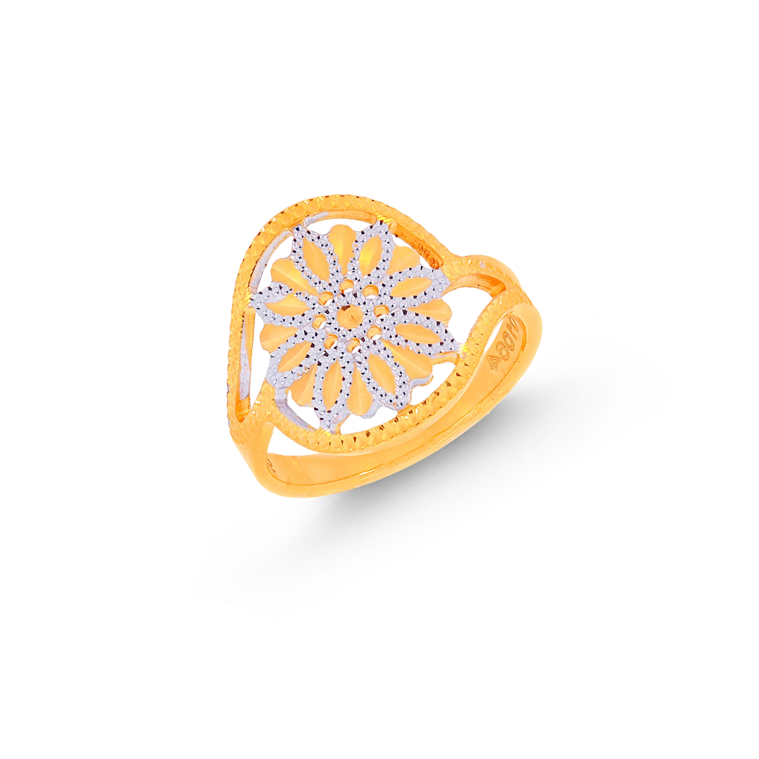 Intricate Two tone Ring in 22K Gold