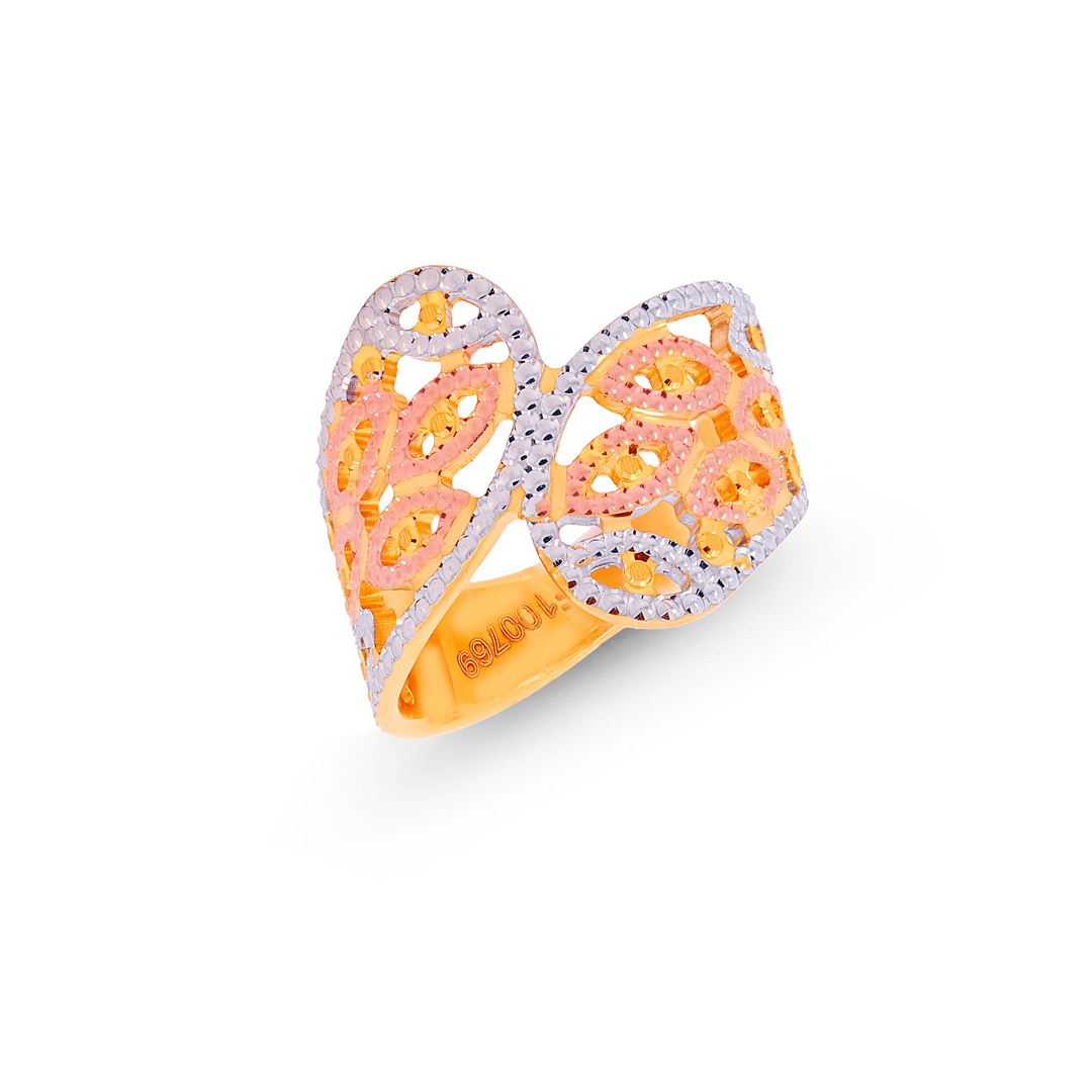 Lovely Three tone Ring in 22K Gold
