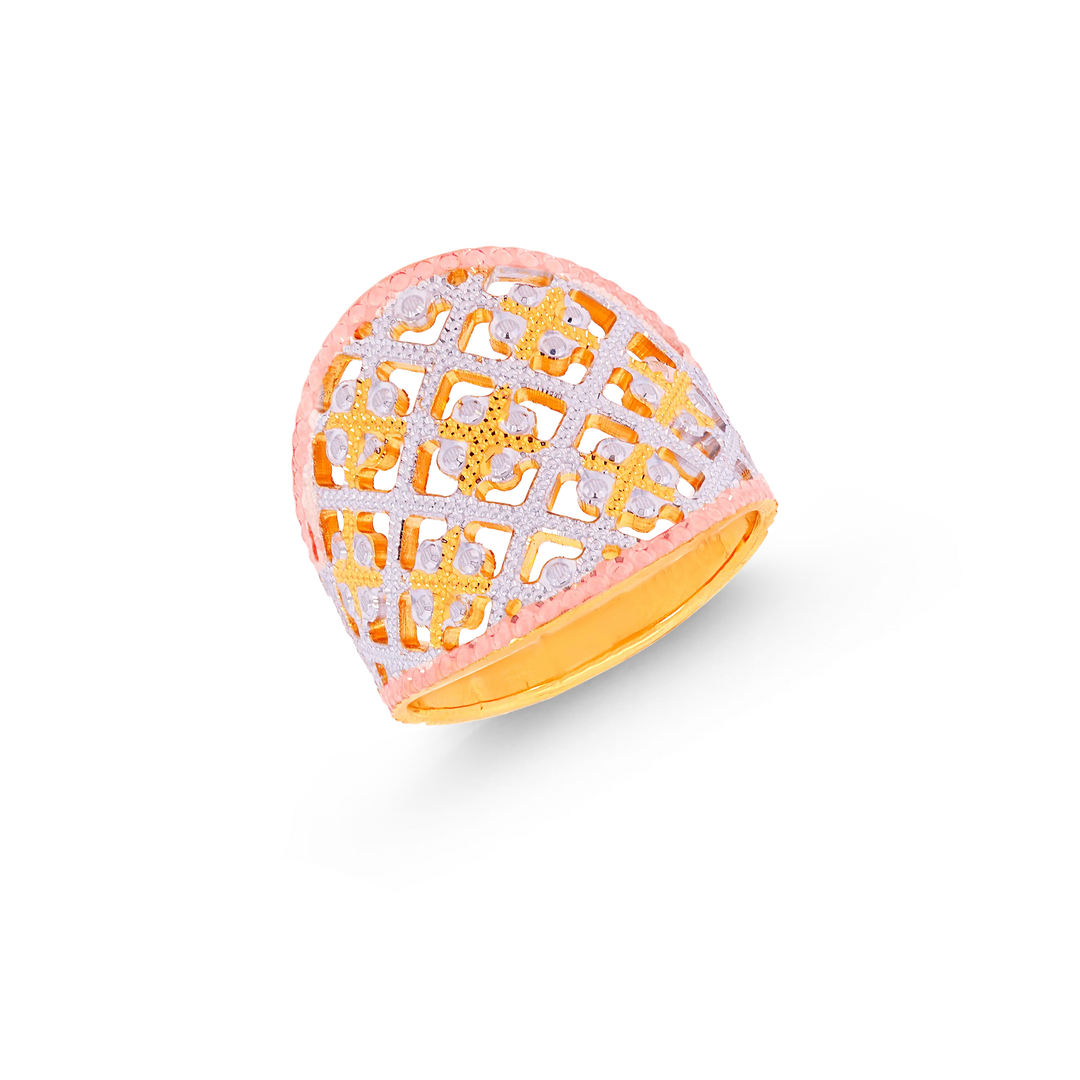 Lovely Three tone Ring in 22K Gold