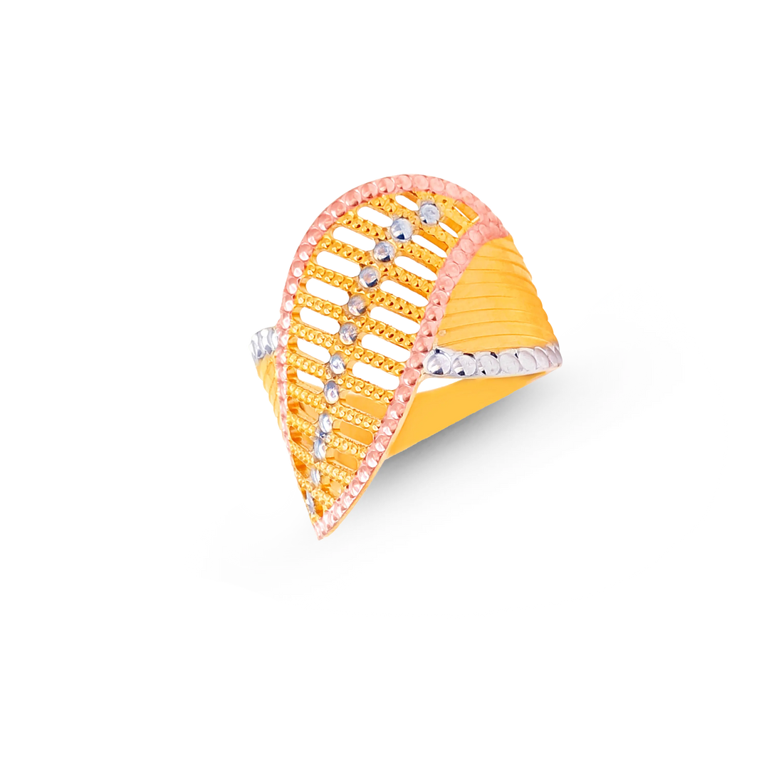 Captivating Three tone Ring in 22K Gold