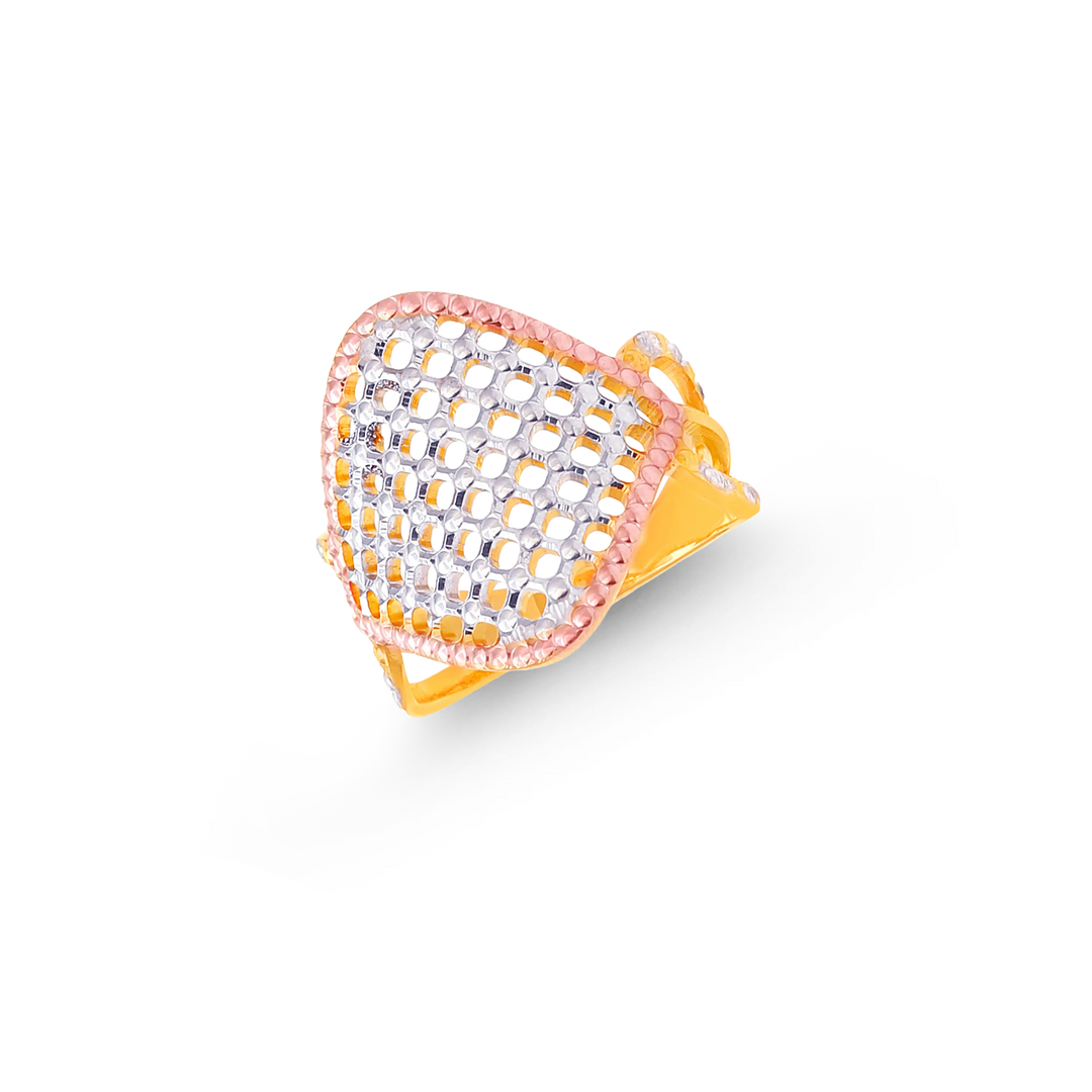 Alluring Three tone Ring in 22K Gold