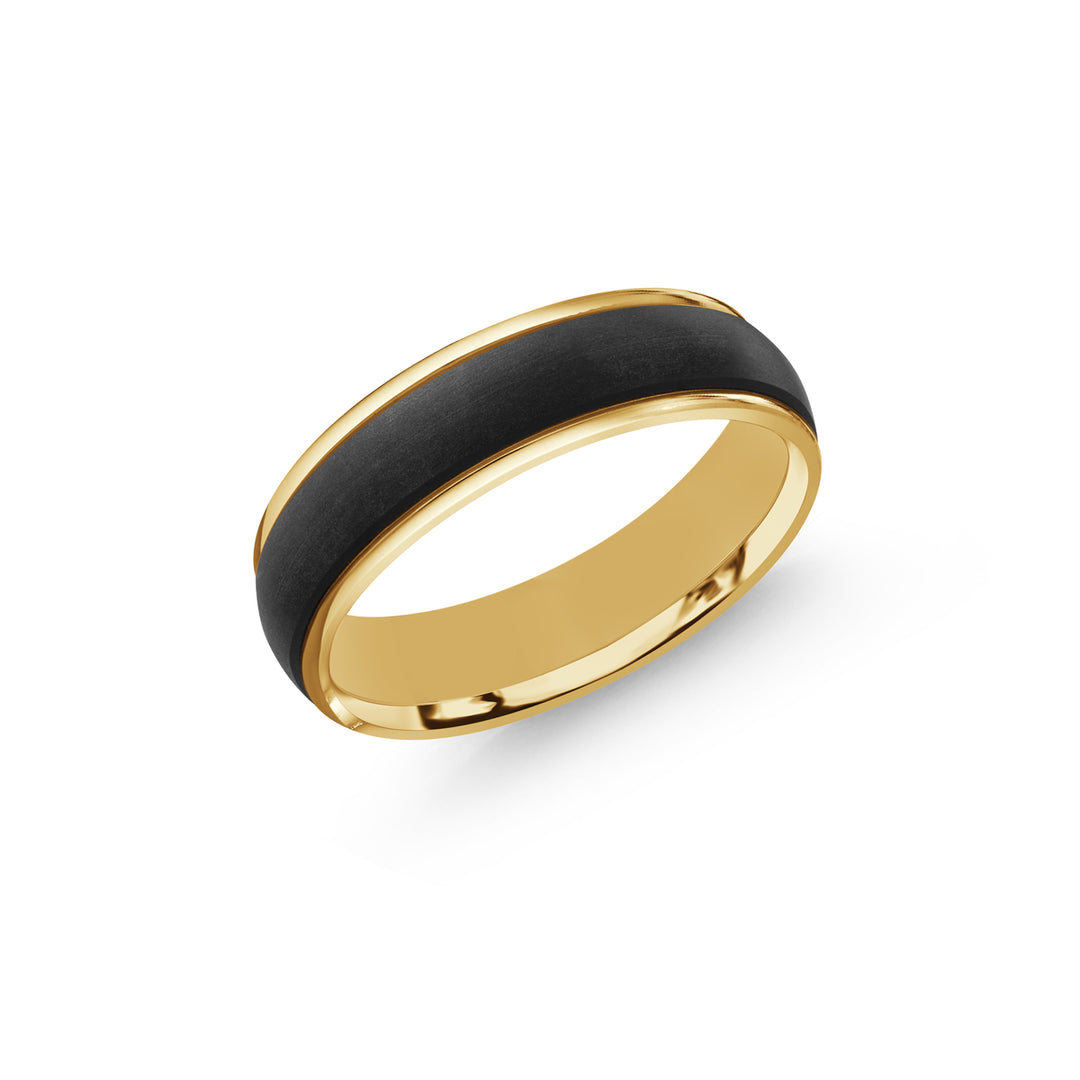 8.75 Size Two tone Band With Carbon Fiber in 14K Gold
