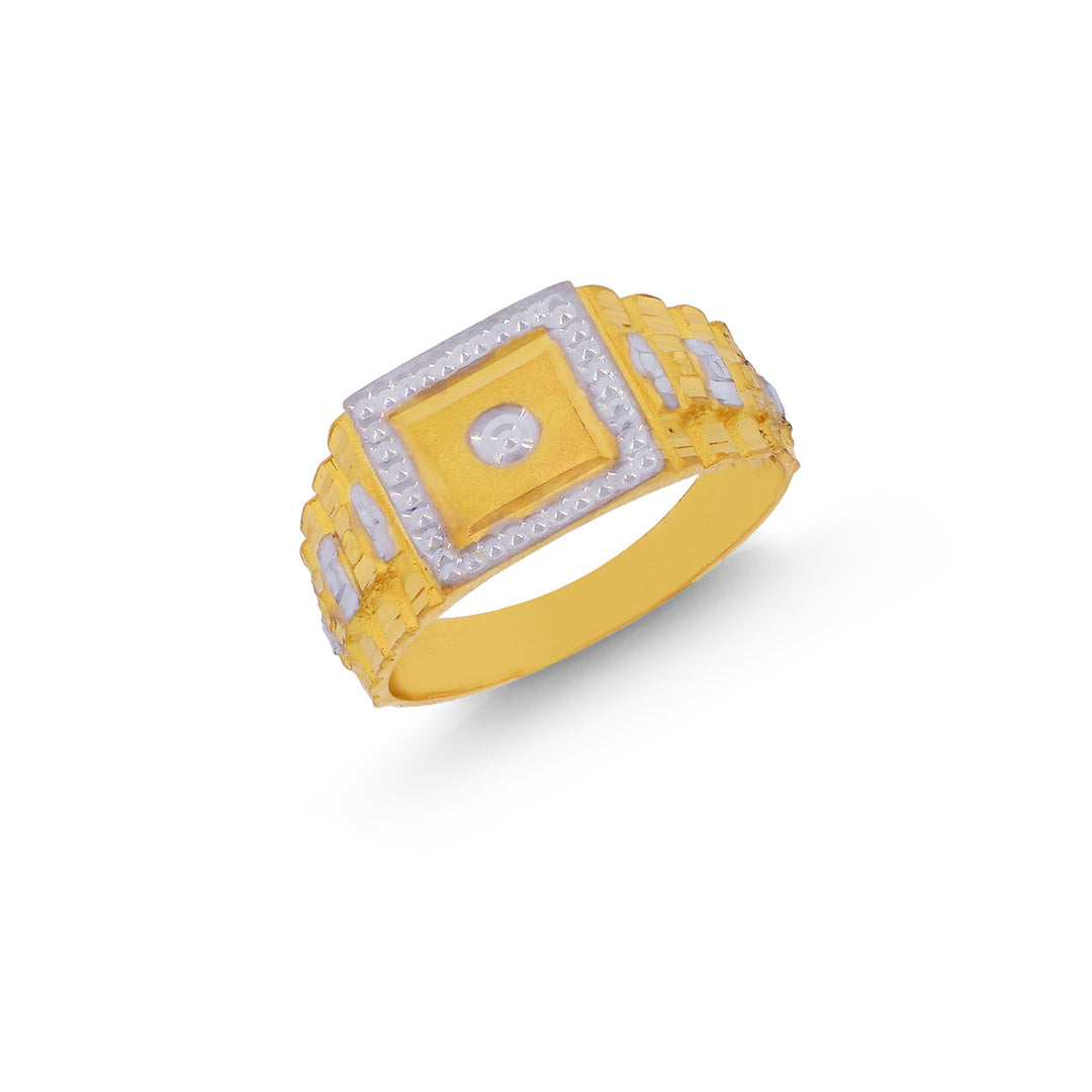 Brilliant Two-tone Men's Ring in 22K Gold