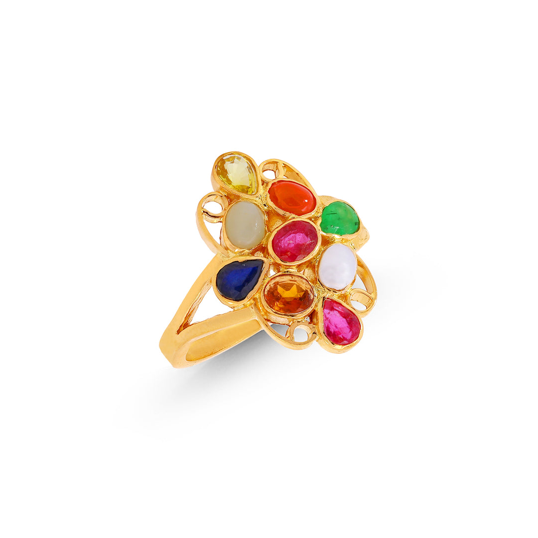 Classic Navratan Ring in 22K Gold