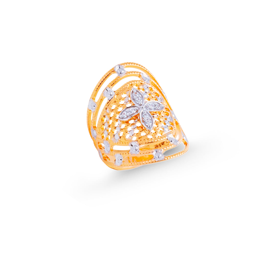 Ravishing Two tone Ring With CZ in 22K Gold